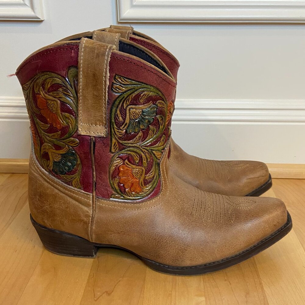 Roper Brown Cowgirl Boots with Embossed Detail